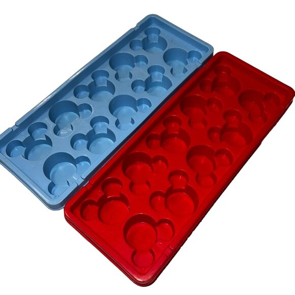 Disney Mickey Mouse Shaped Ice Cube Trays Set of 2 Blue & Red - Picture 2 of 4